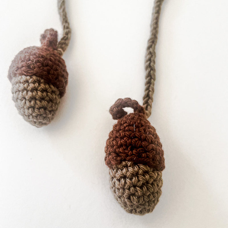 Hand crochet acorn accessory