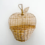 Rattan apple shaped wall hanging basket