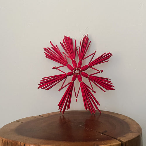 Seagrass Christmas handwoven ornament red