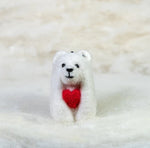 Felted polar bear with heart